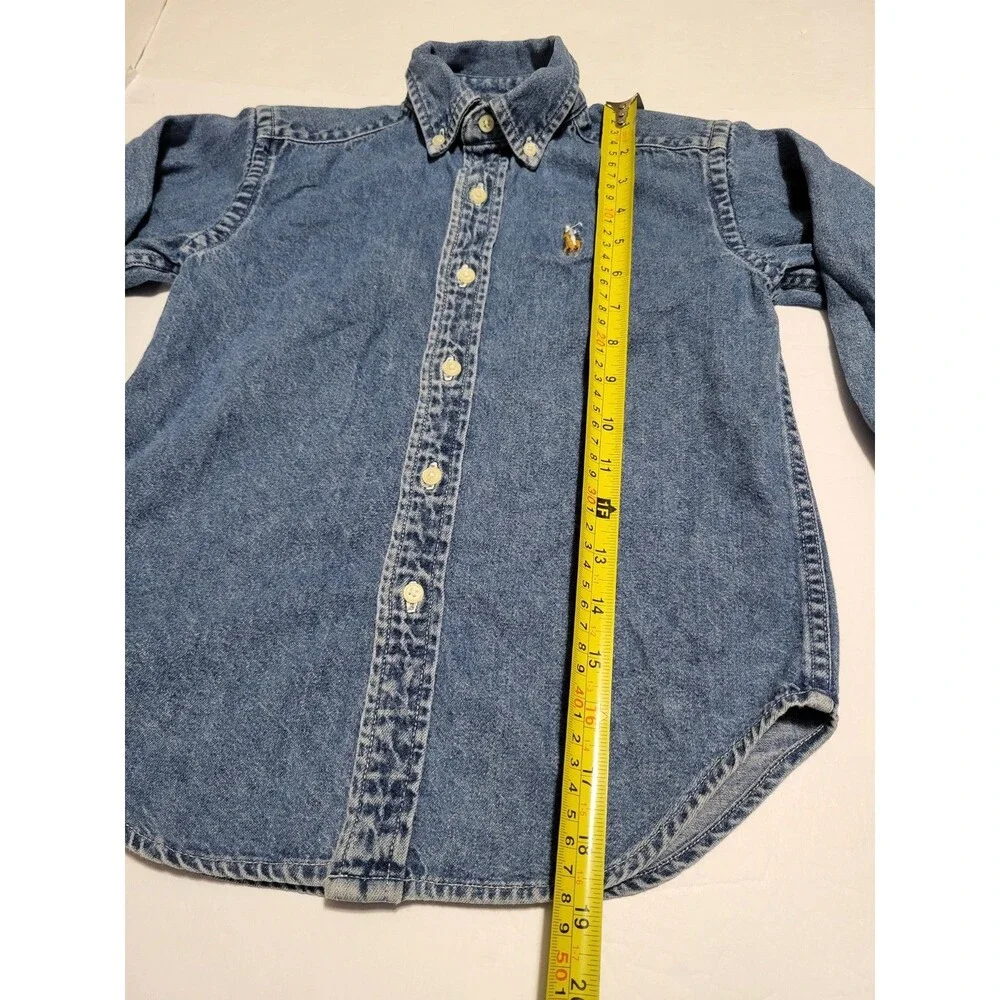 (#16) Vintage Ralph Lauren Blue Denim Button Down Shirt Long Sleeve SZ  Kid's 5